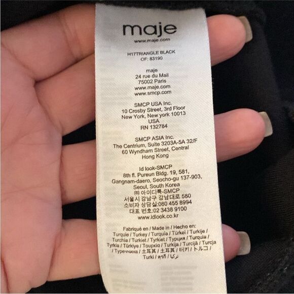 Maje Black Sweatshirt with Blue Lace-Up Details, S - Picture 9 of 10